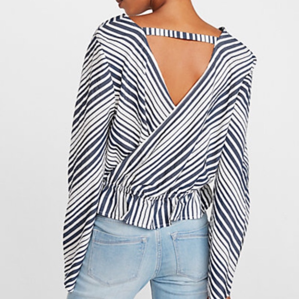 Express bell sleeve v neck blouse